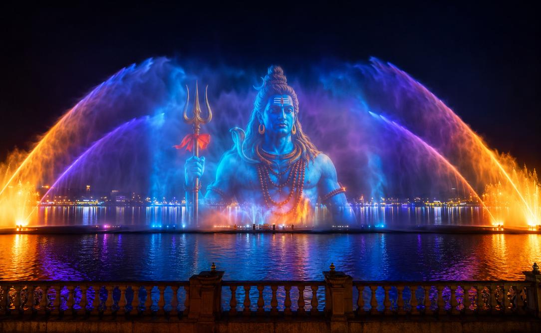 रात्रि में महाकाल लोक उज्जैन का लाइट शो